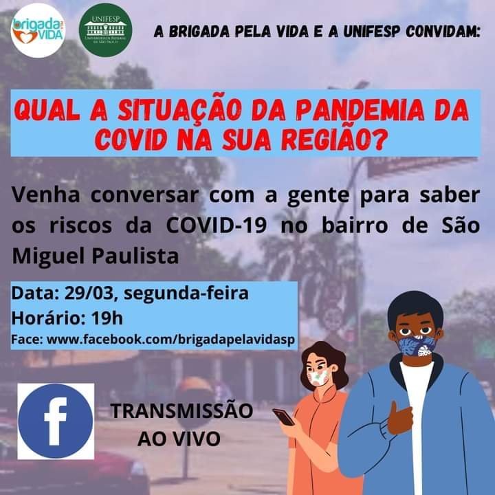 Live pela vida em São Miguel Paulista e bairros vizinhos: https://www.facebook.com/106765451051370/posts/277151987346048/